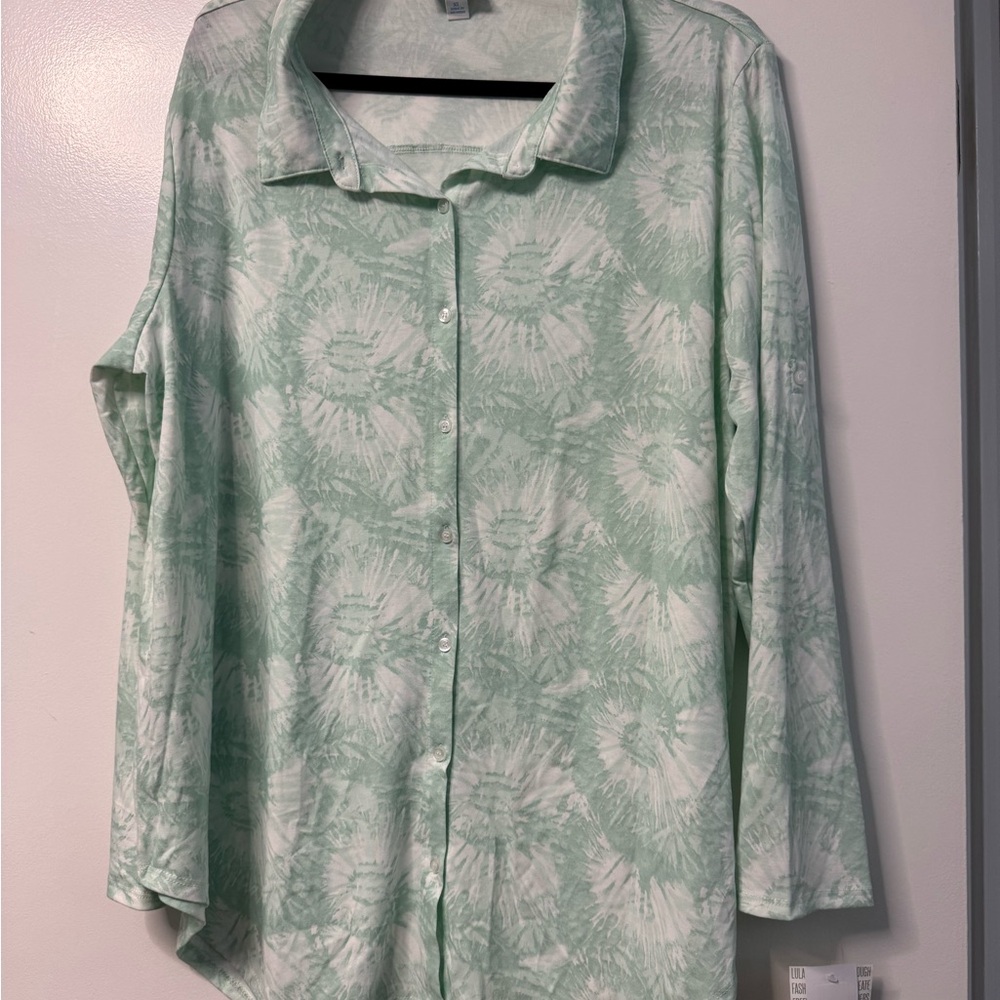 Lularoe Valentina - Mint Green Tie-Dye Women's Top